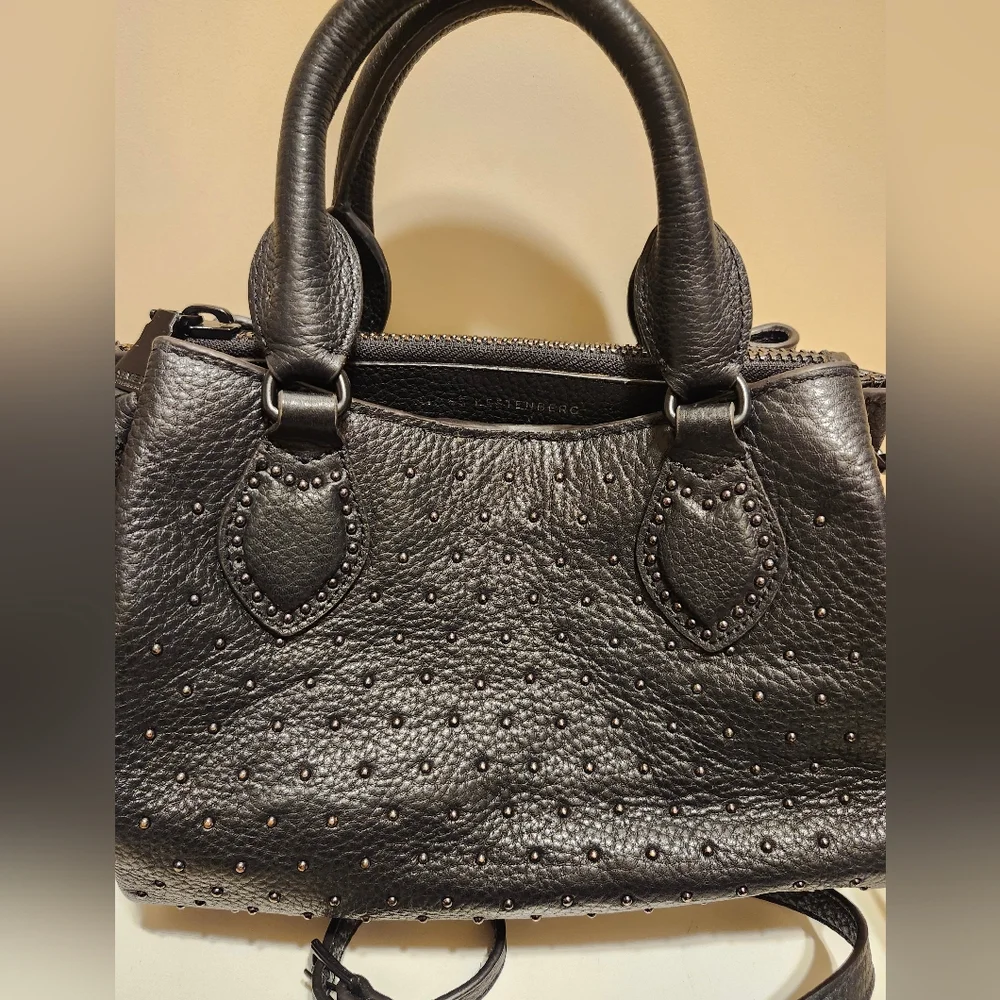 Aimee Kestenberg Black Studded Leather Crossbody Satchel - Picture 2 of 9